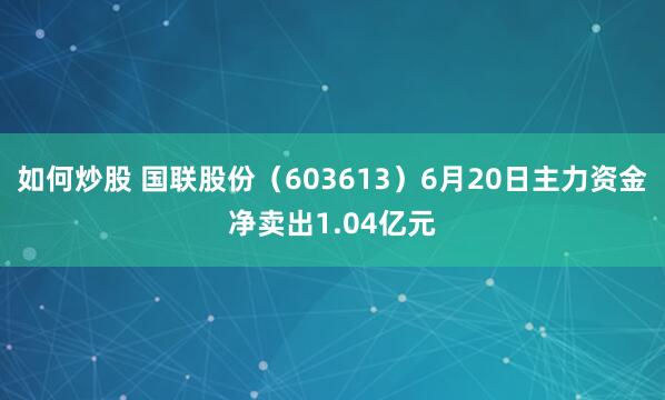 如何炒股 国联股份（603613）6月20日主力资金净卖出1.04亿元